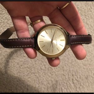 Michael Kors gold leather brown wrap around watch